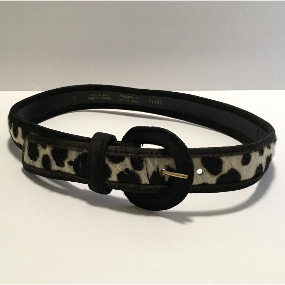 Vintage Calf Hair Leopard Print Anne Klein Calderon Womens Belt Genuine Leather